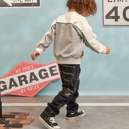 彈力牛仔工裝褲