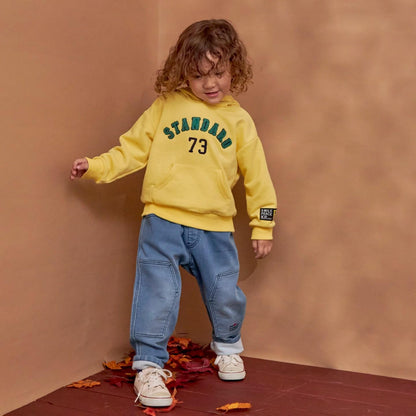 彈力牛仔雙膝工裝褲