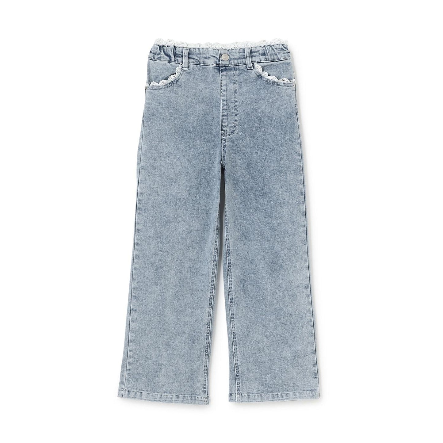 蕾絲拼接牛仔褲