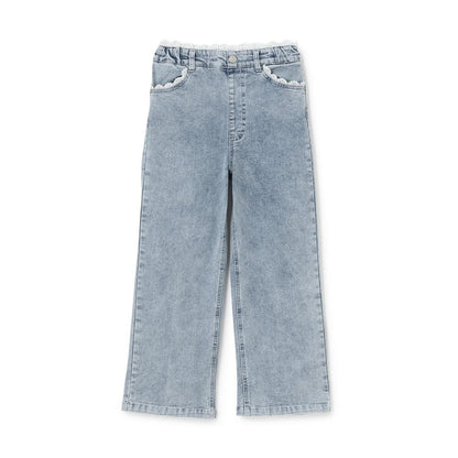 蕾絲拼接牛仔褲