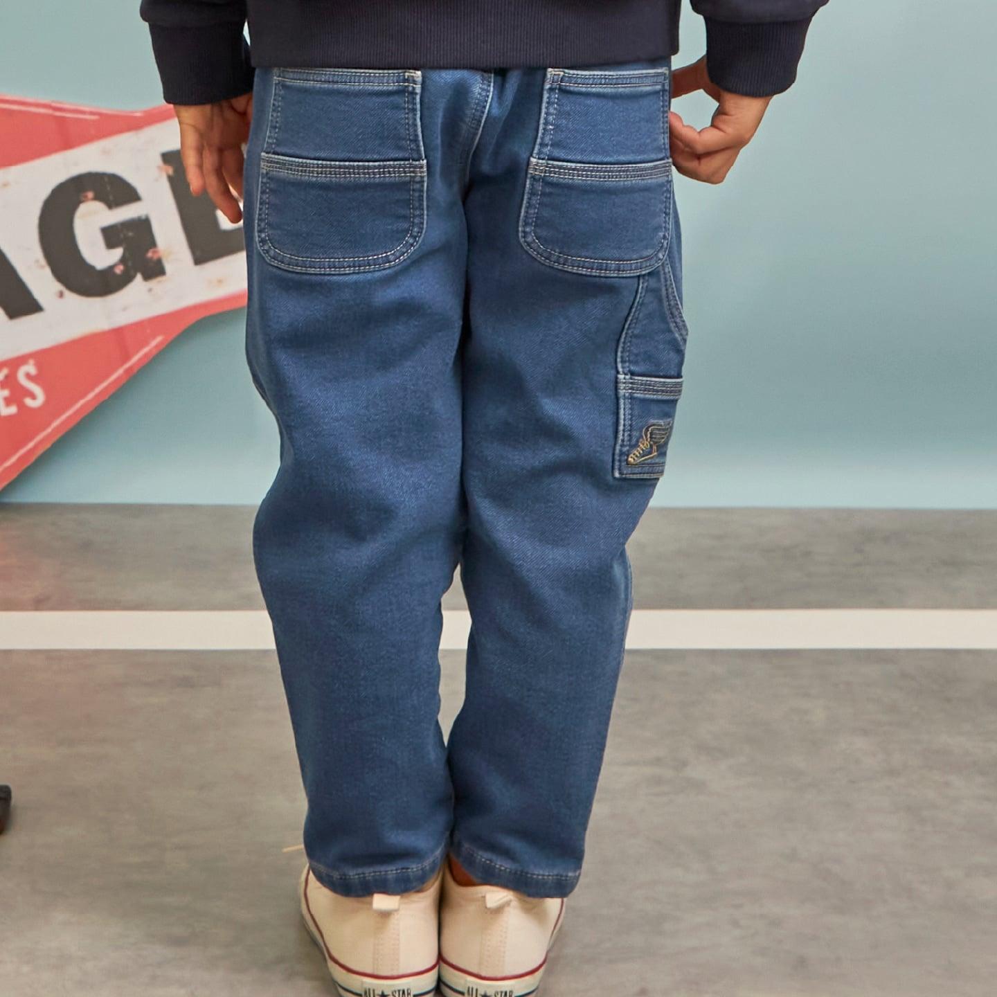 彈力牛仔工裝褲