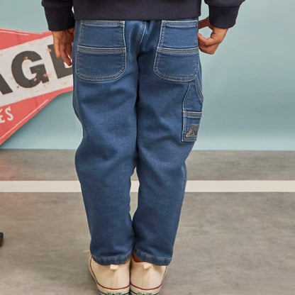 彈力牛仔工裝褲