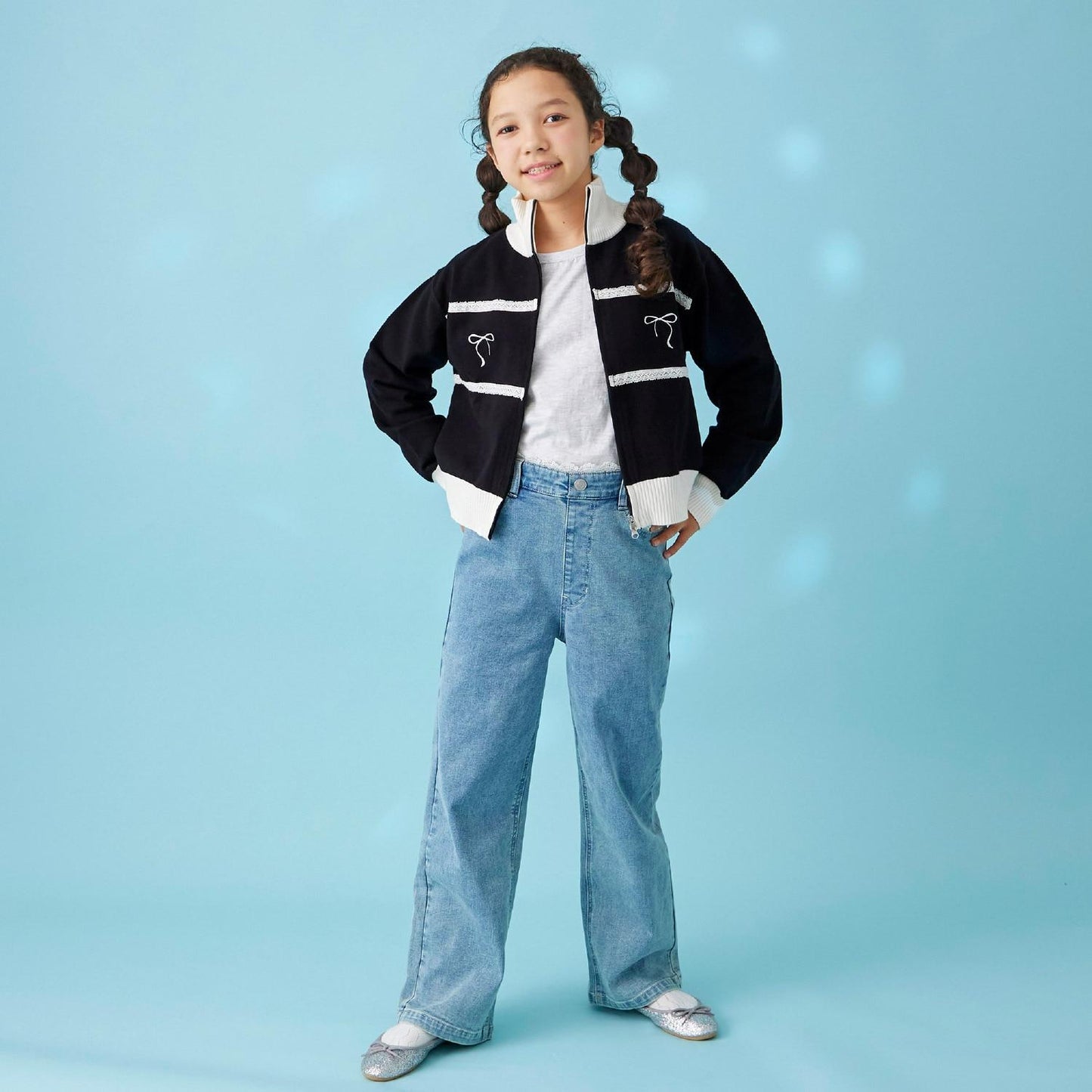 蕾絲拼接牛仔褲