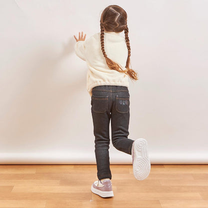 牛仔針織內加絨長褲