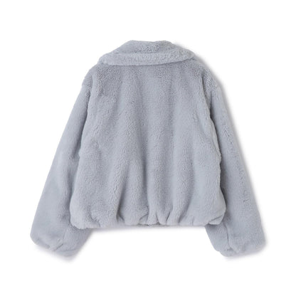 蓬鬆仿皮草飛行夾克