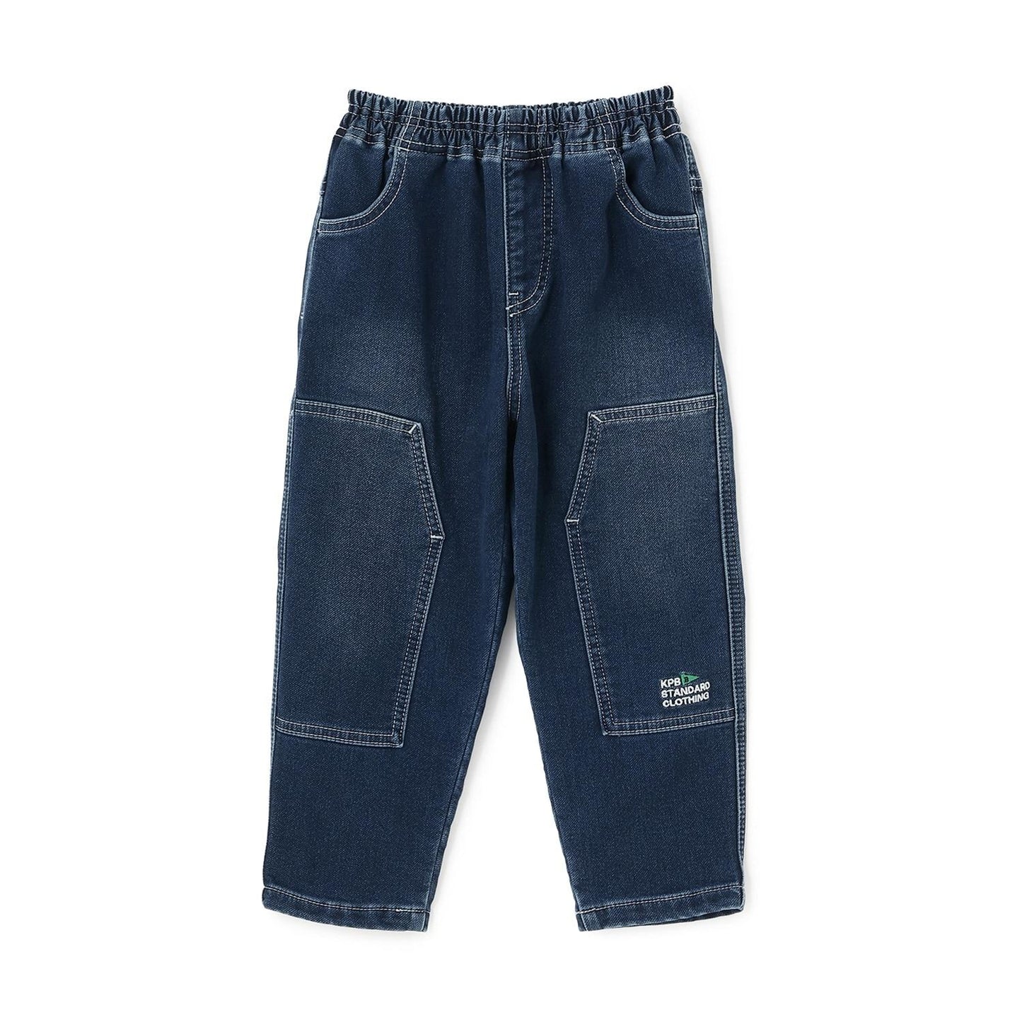 彈力牛仔雙膝工裝褲