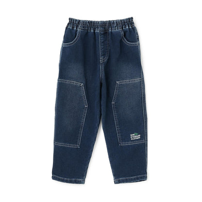 彈力牛仔雙膝工裝褲