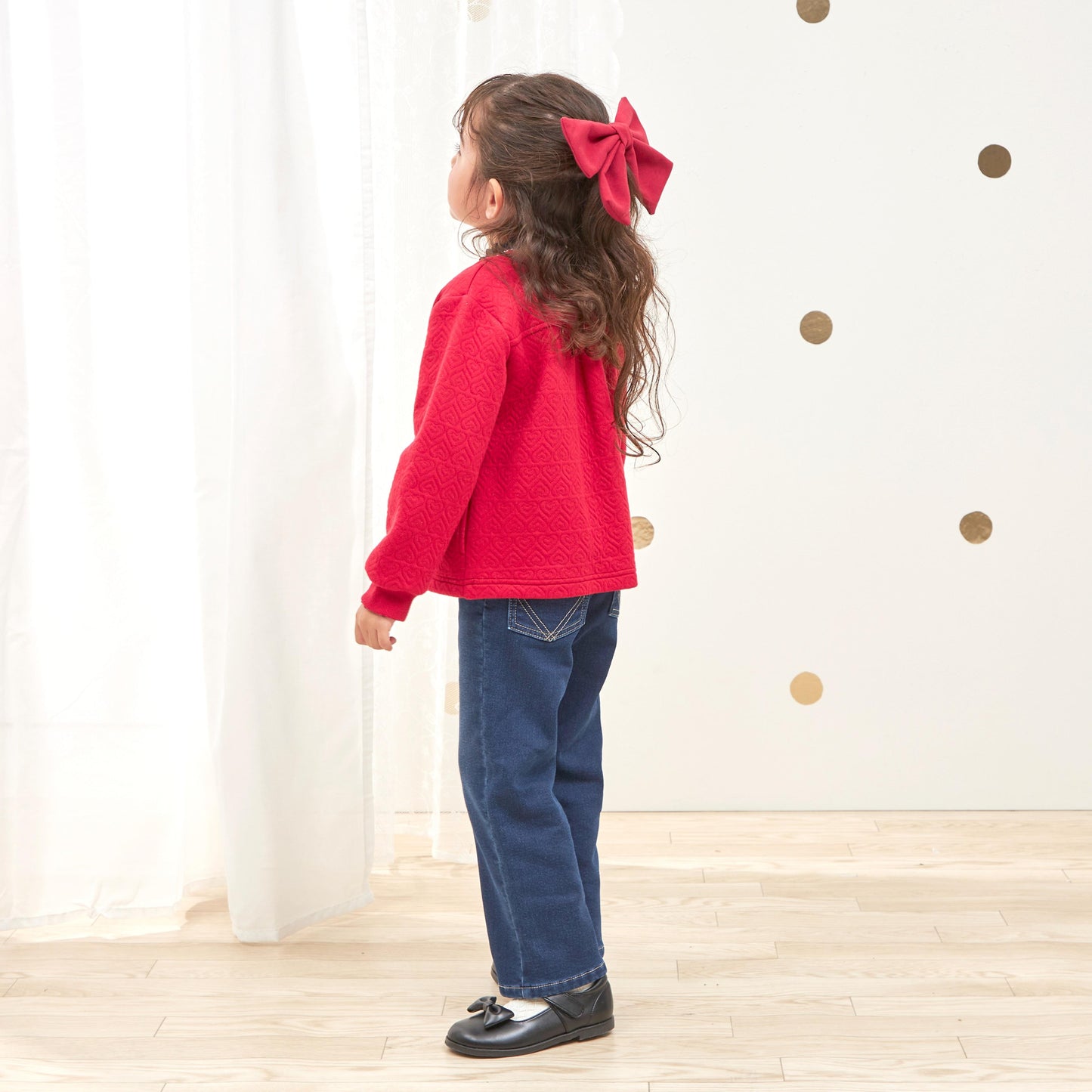 彈力牛仔加絨長褲