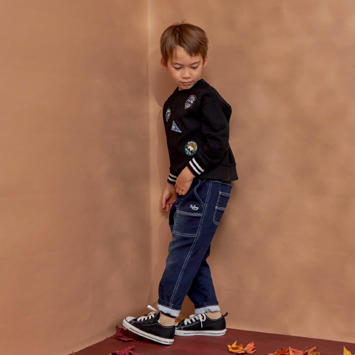 彈力牛仔工裝褲