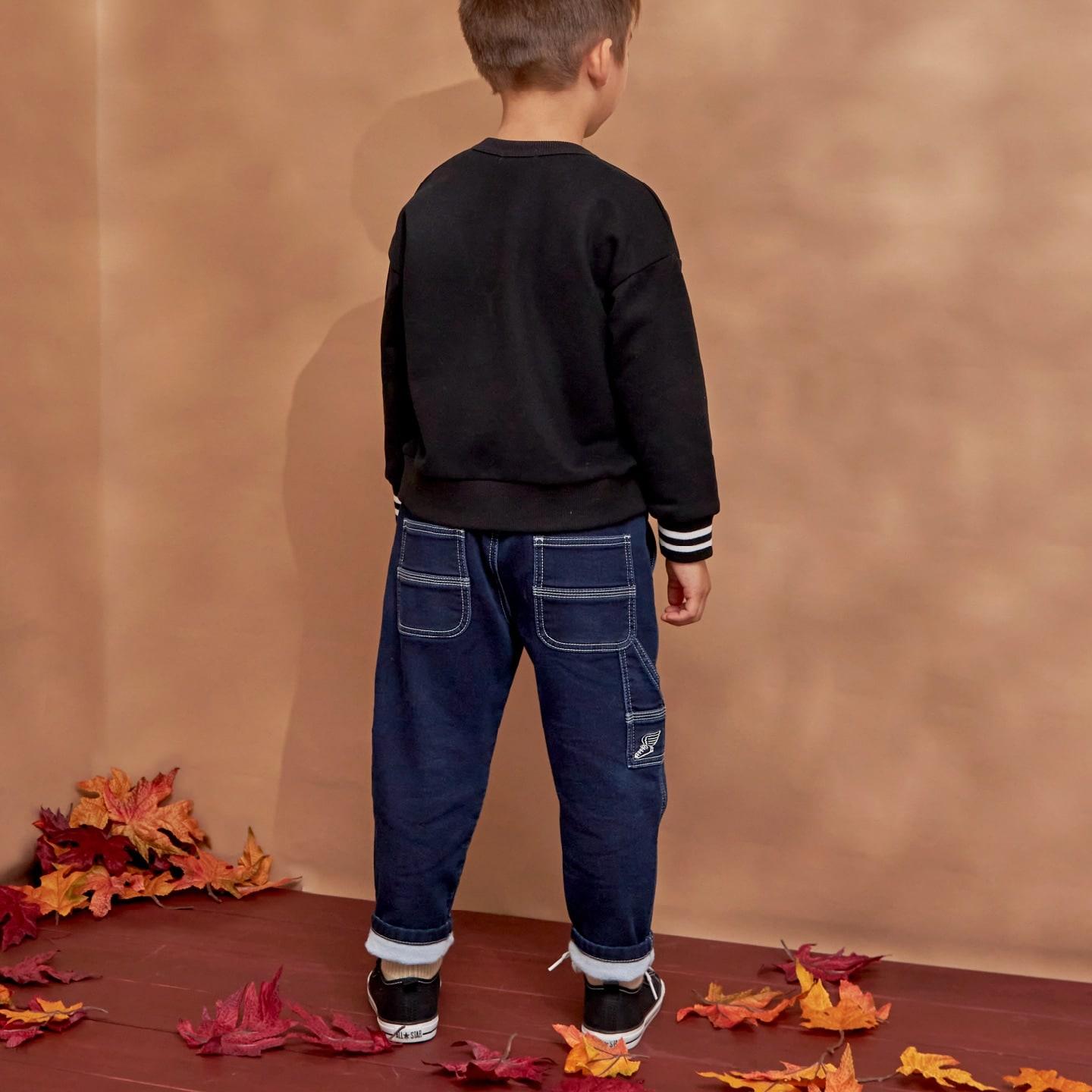 彈力牛仔工裝褲