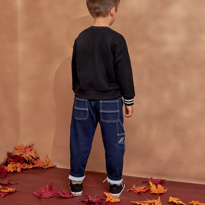 彈力牛仔工裝褲