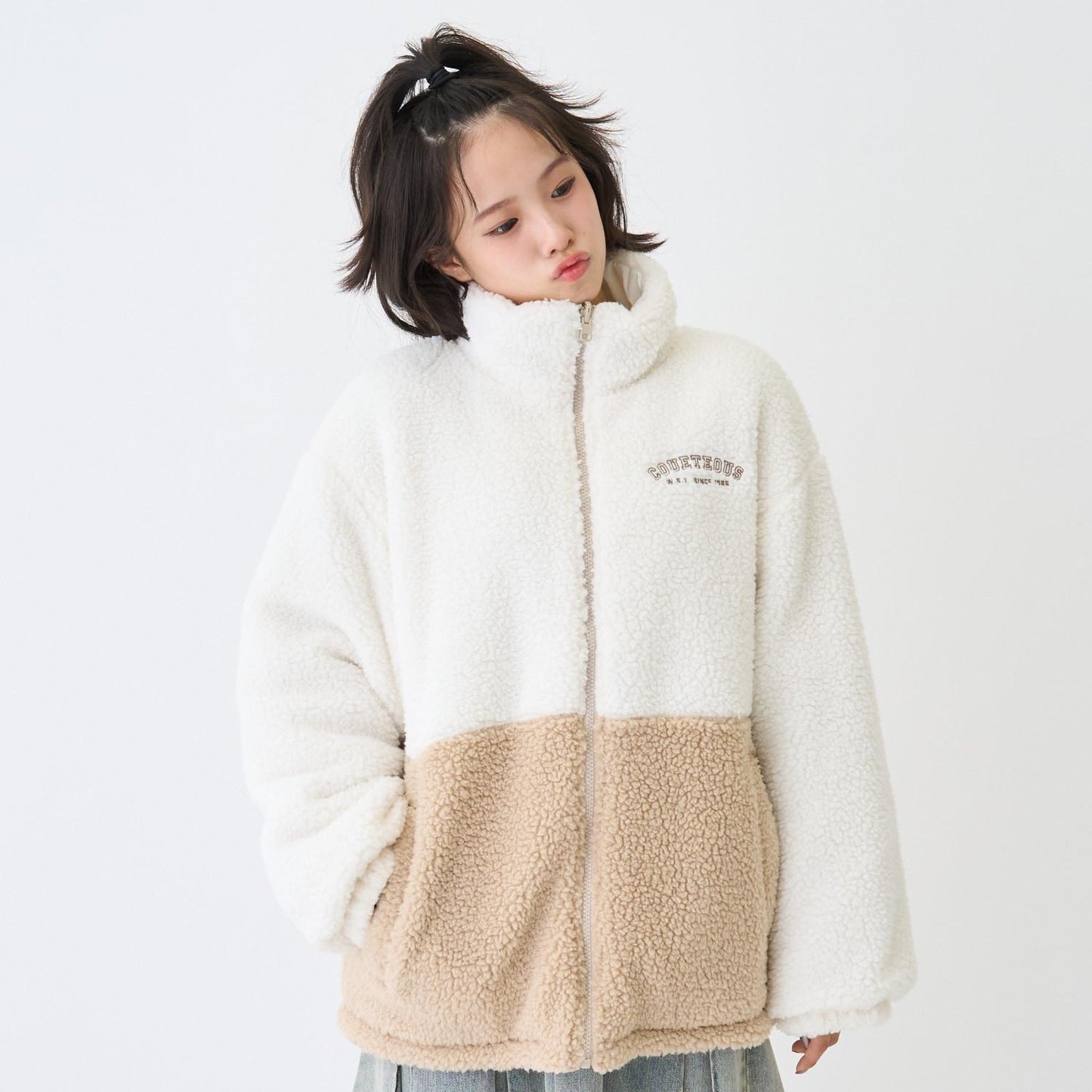 可雙面穿羊羔絨飛行夾克