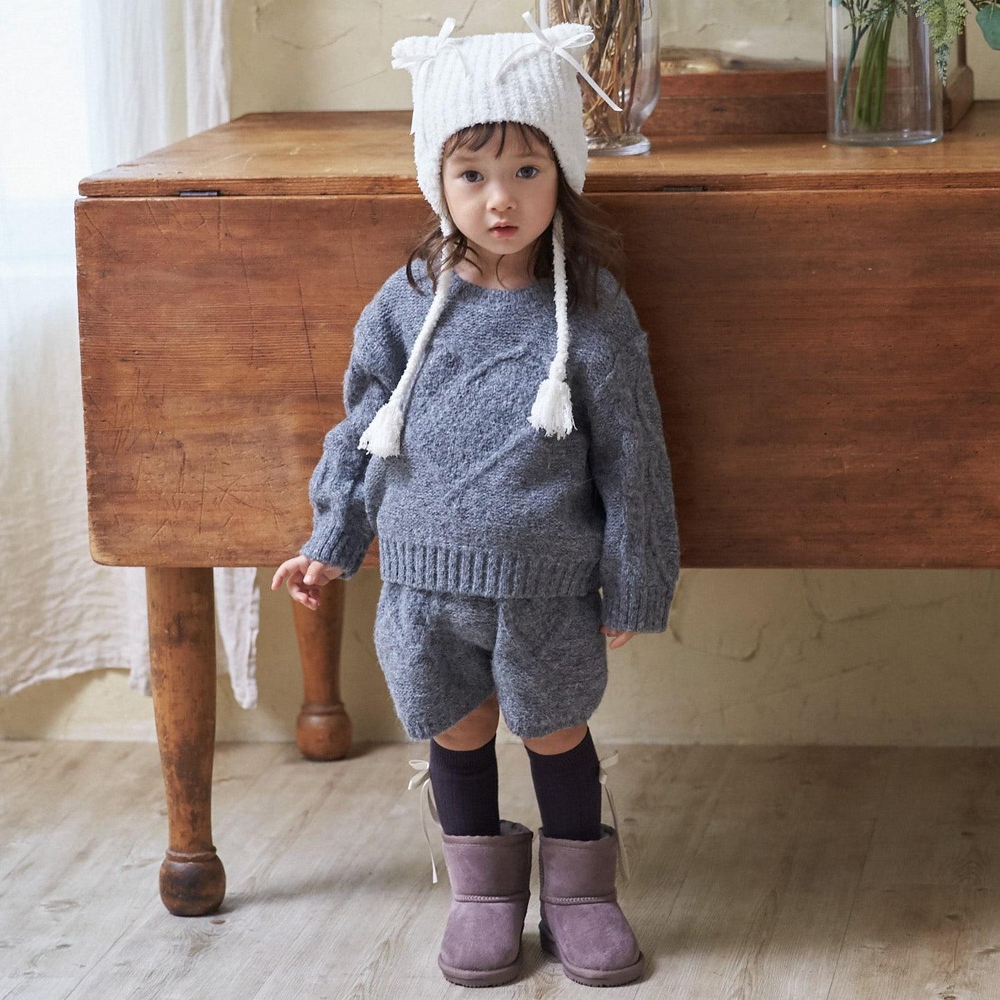 棉花糖貓耳針織帽