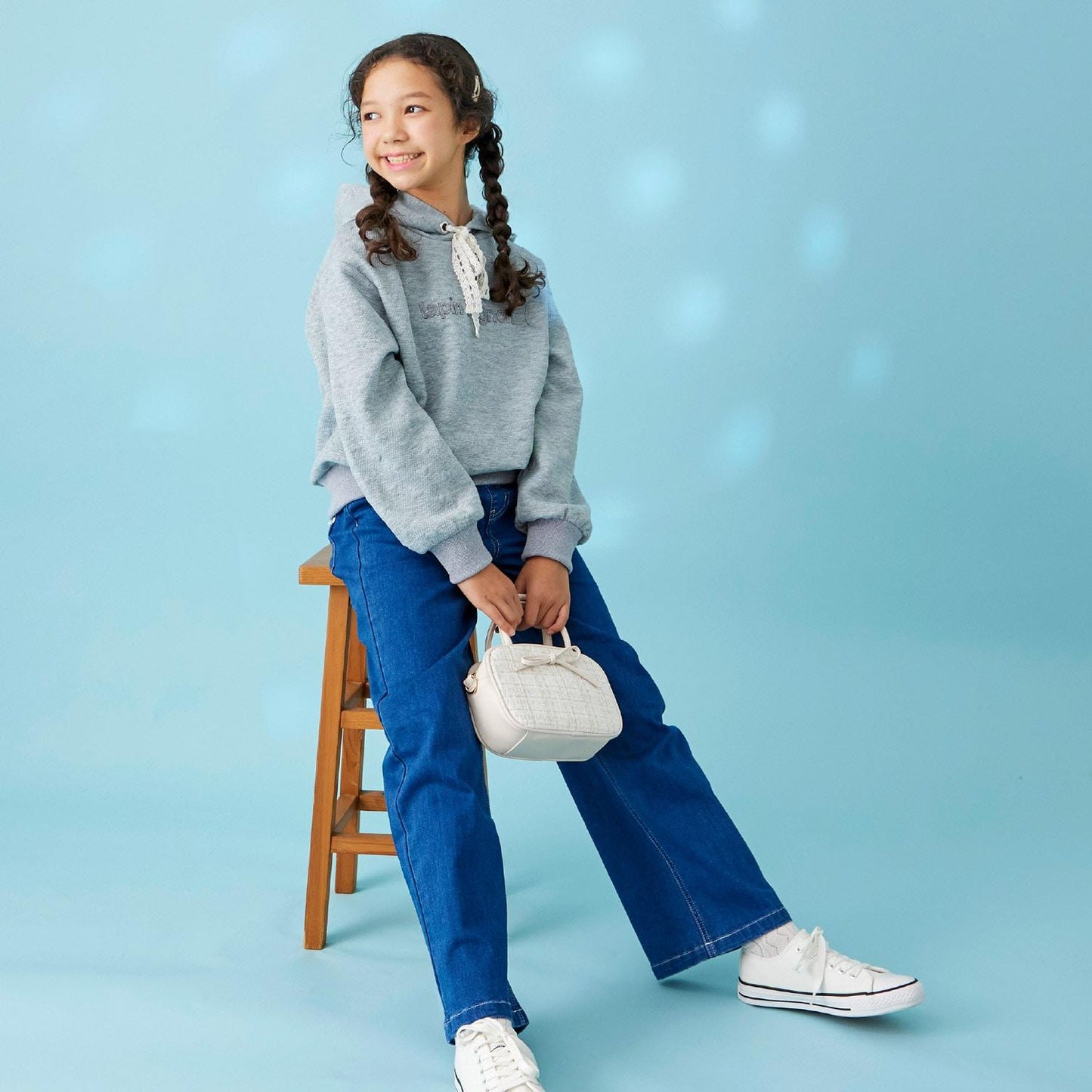 trois lapins 愛心絎縫提花連帽衛衣