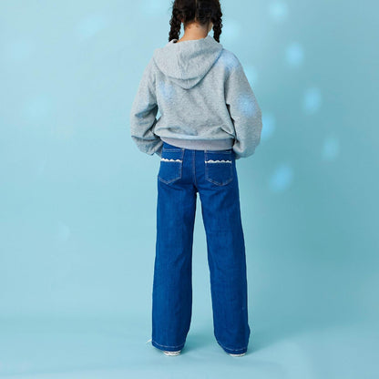 蕾絲拼接牛仔褲