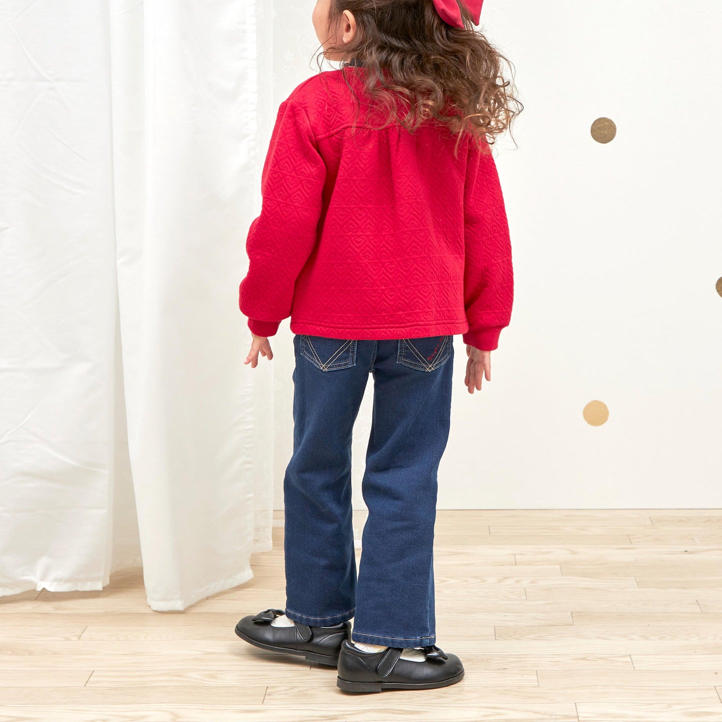 彈力牛仔加絨長褲