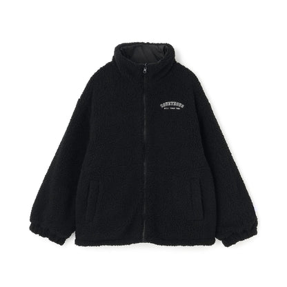 可雙面穿羊羔絨飛行夾克