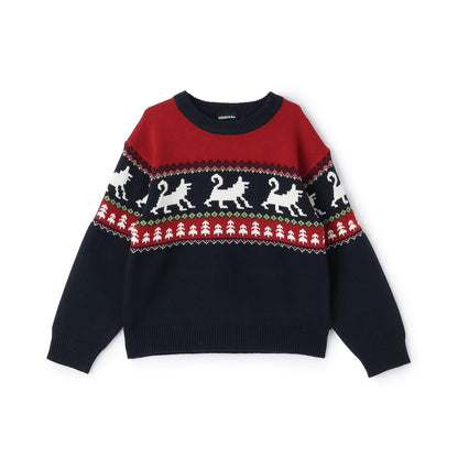 狼圖案針織套頭衫