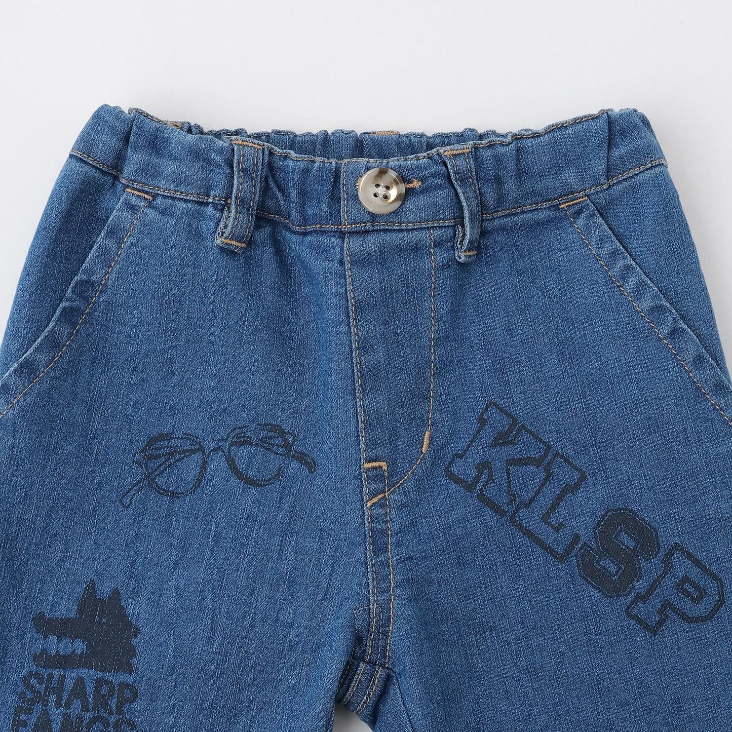 多色印花長款直筒褲