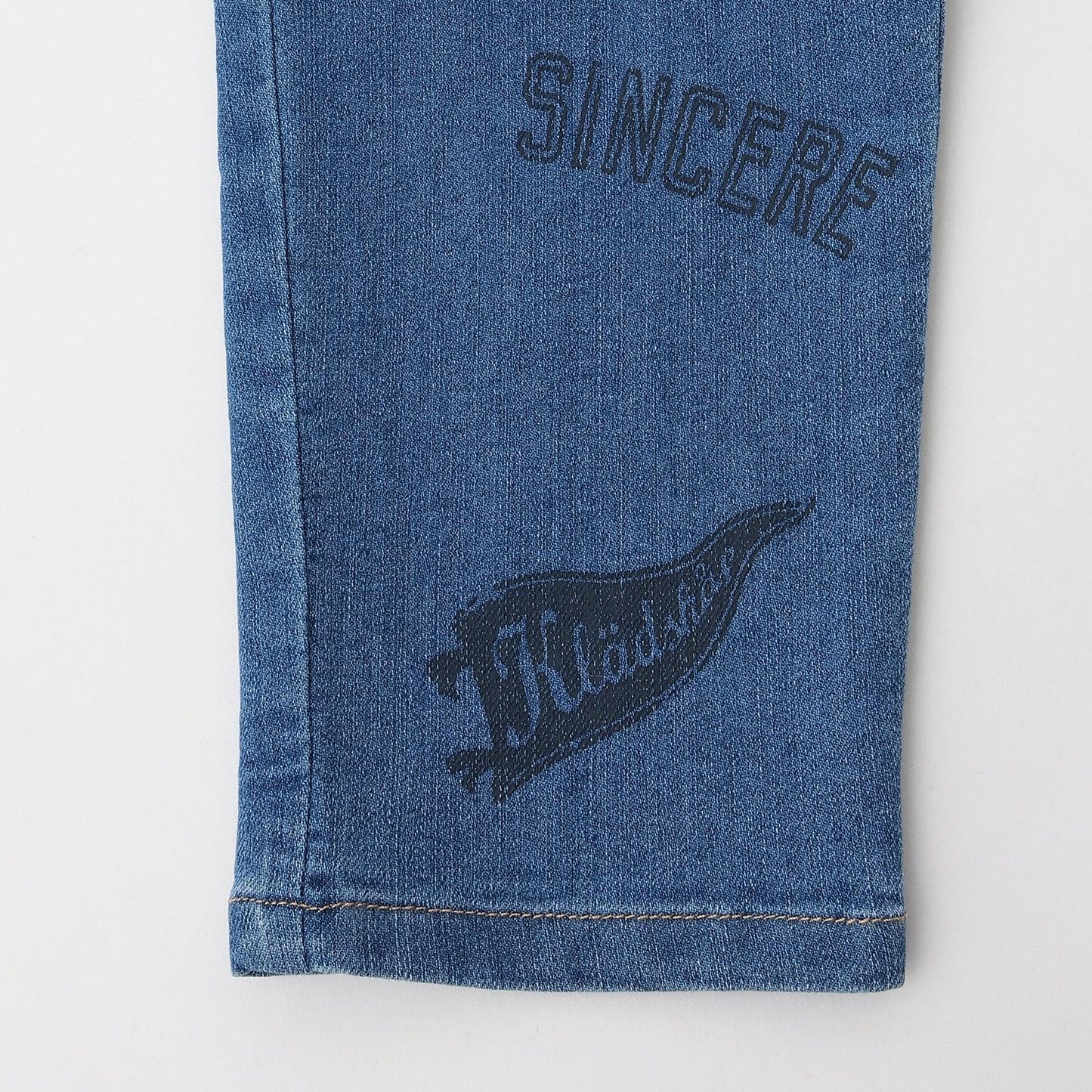 多色印花長款直筒褲