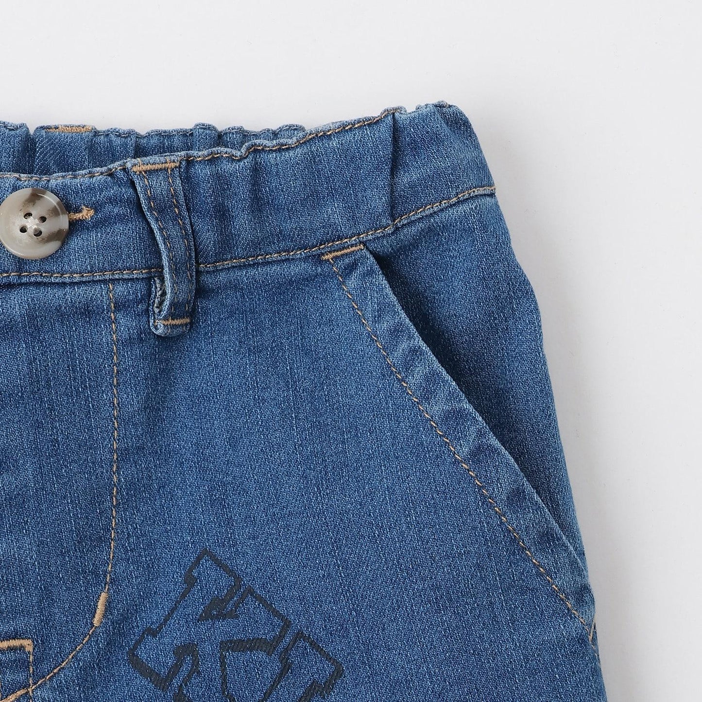 多色印花長款直筒褲