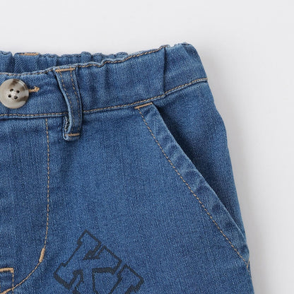 多色印花長款直筒褲