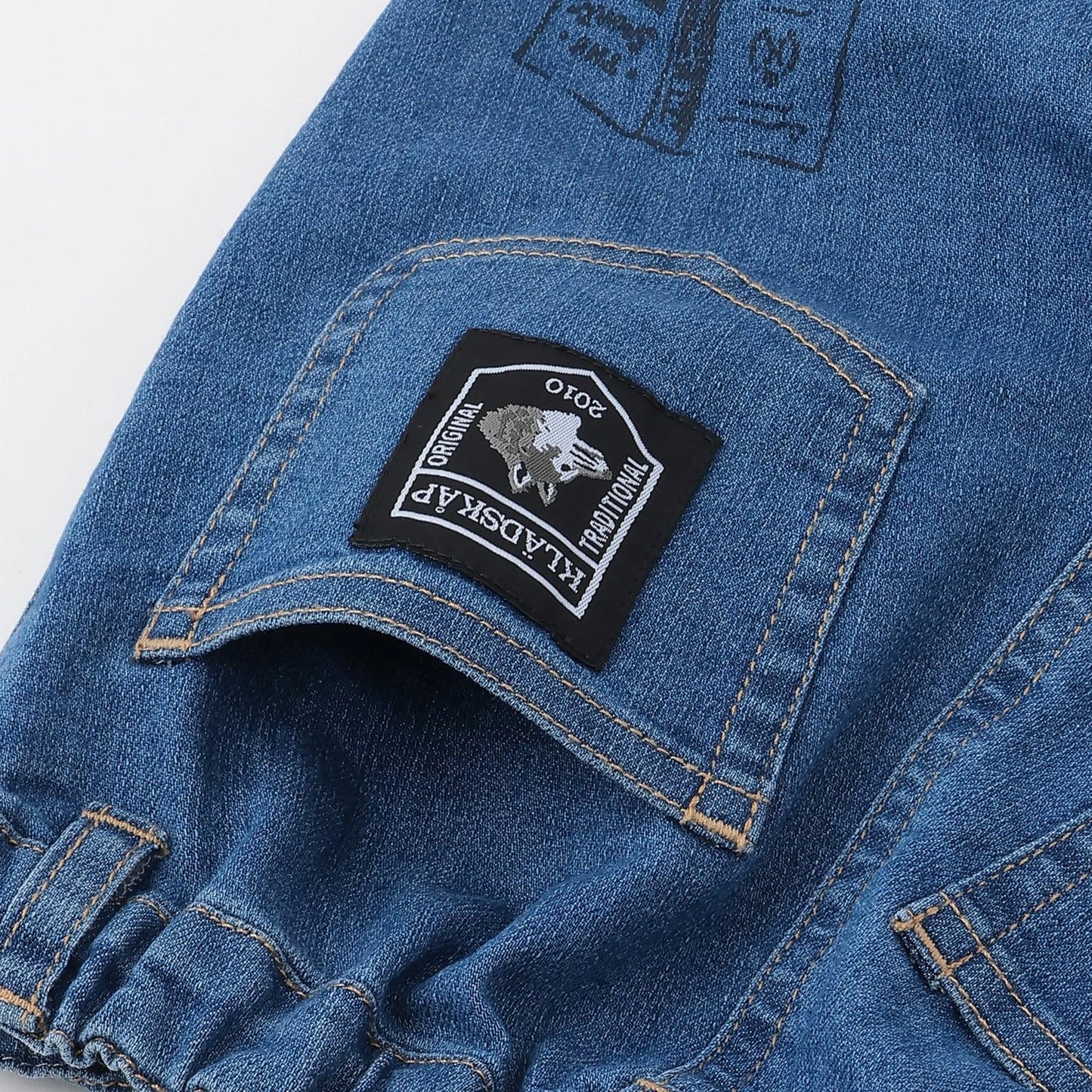 多色印花長款直筒褲