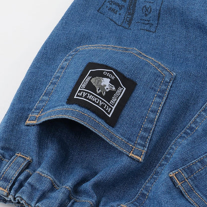 多色印花長款直筒褲