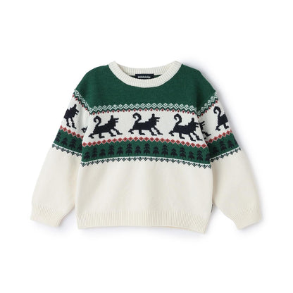 狼圖案針織套頭衫