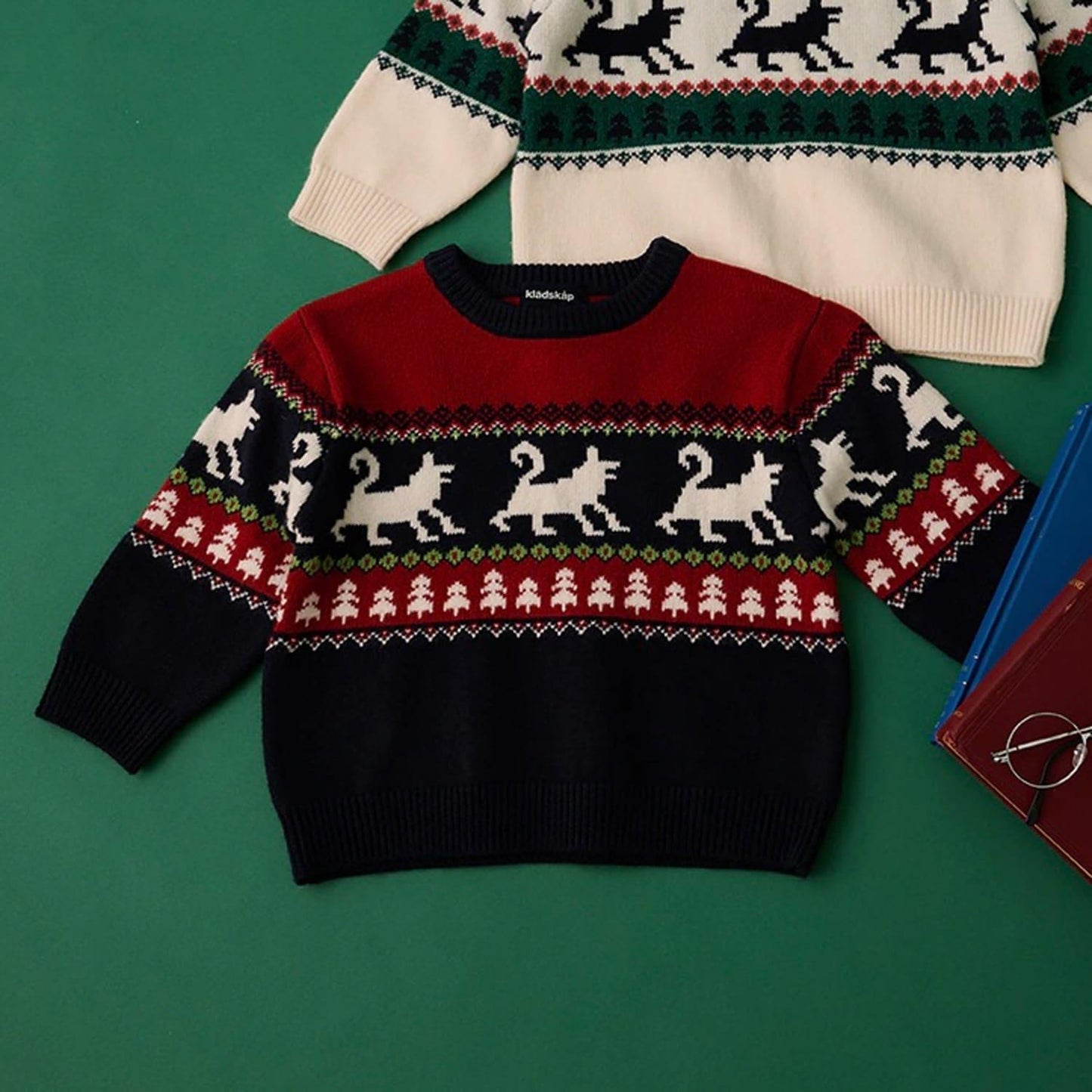 狼圖案針織套頭衫