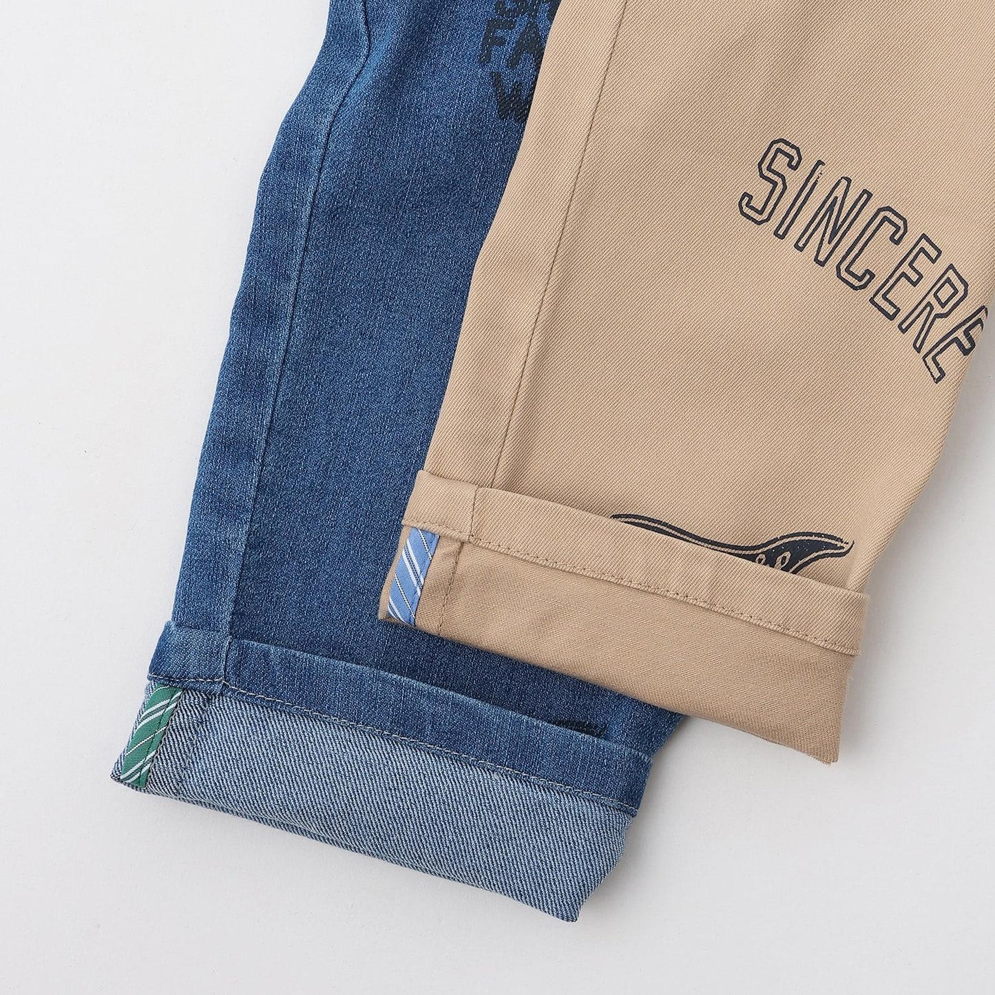 多色印花長款直筒褲