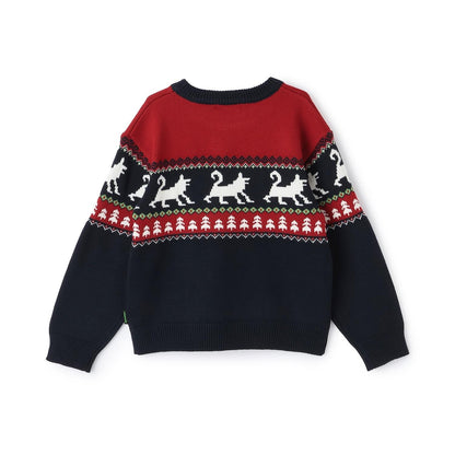 狼圖案針織套頭衫