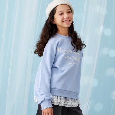 trois lapins 下襬蕾絲衛衣