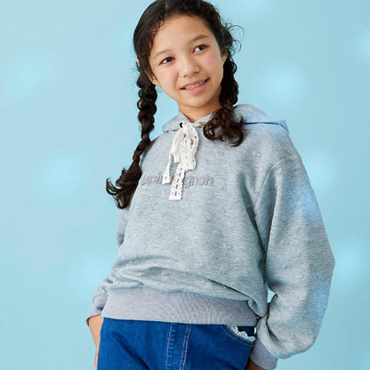 trois lapins 愛心絎縫提花連帽衛衣