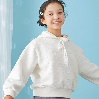 trois lapins 愛心絎縫提花連帽衛衣