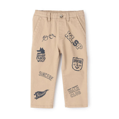 多色印花長款直筒褲