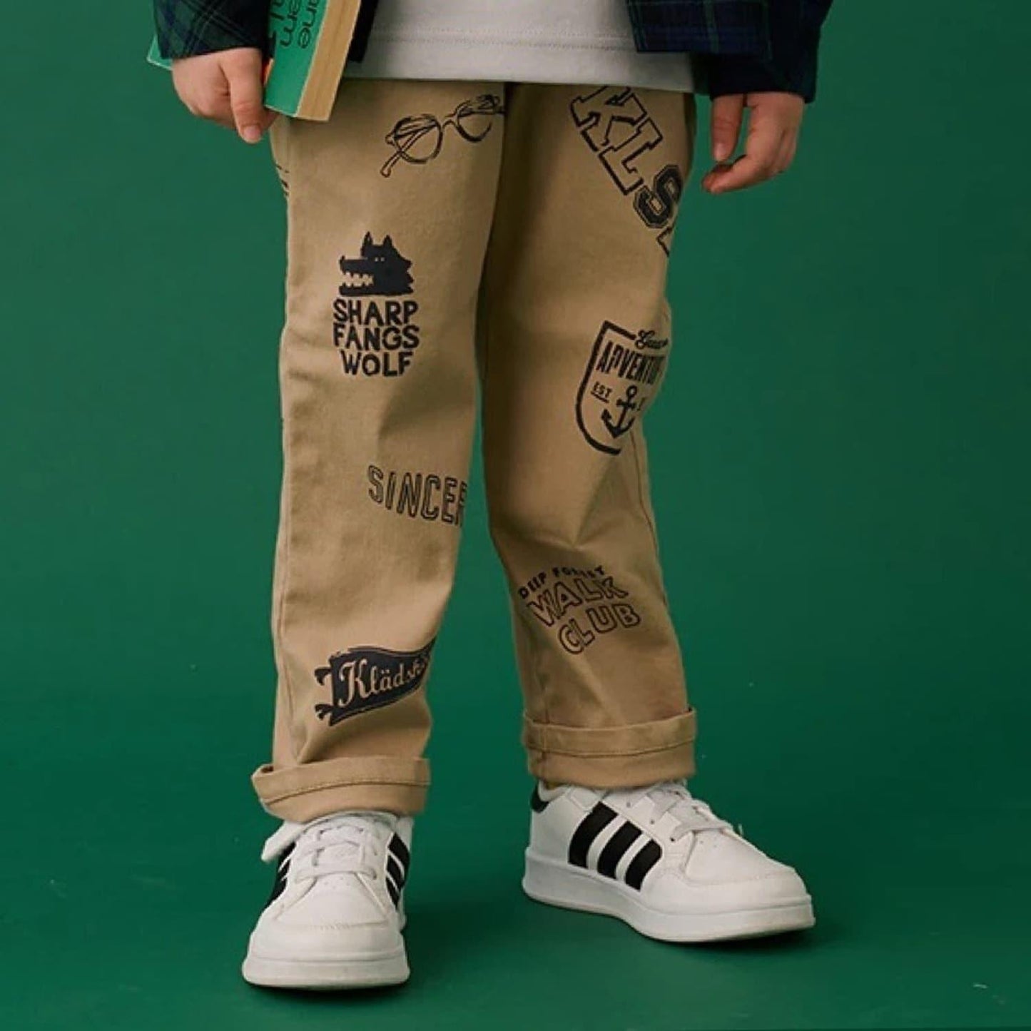 多色印花長款直筒褲