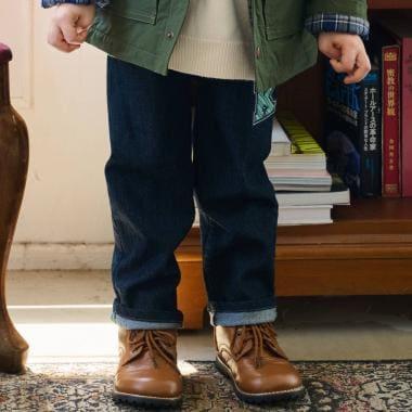 狼刺繡長款直筒褲