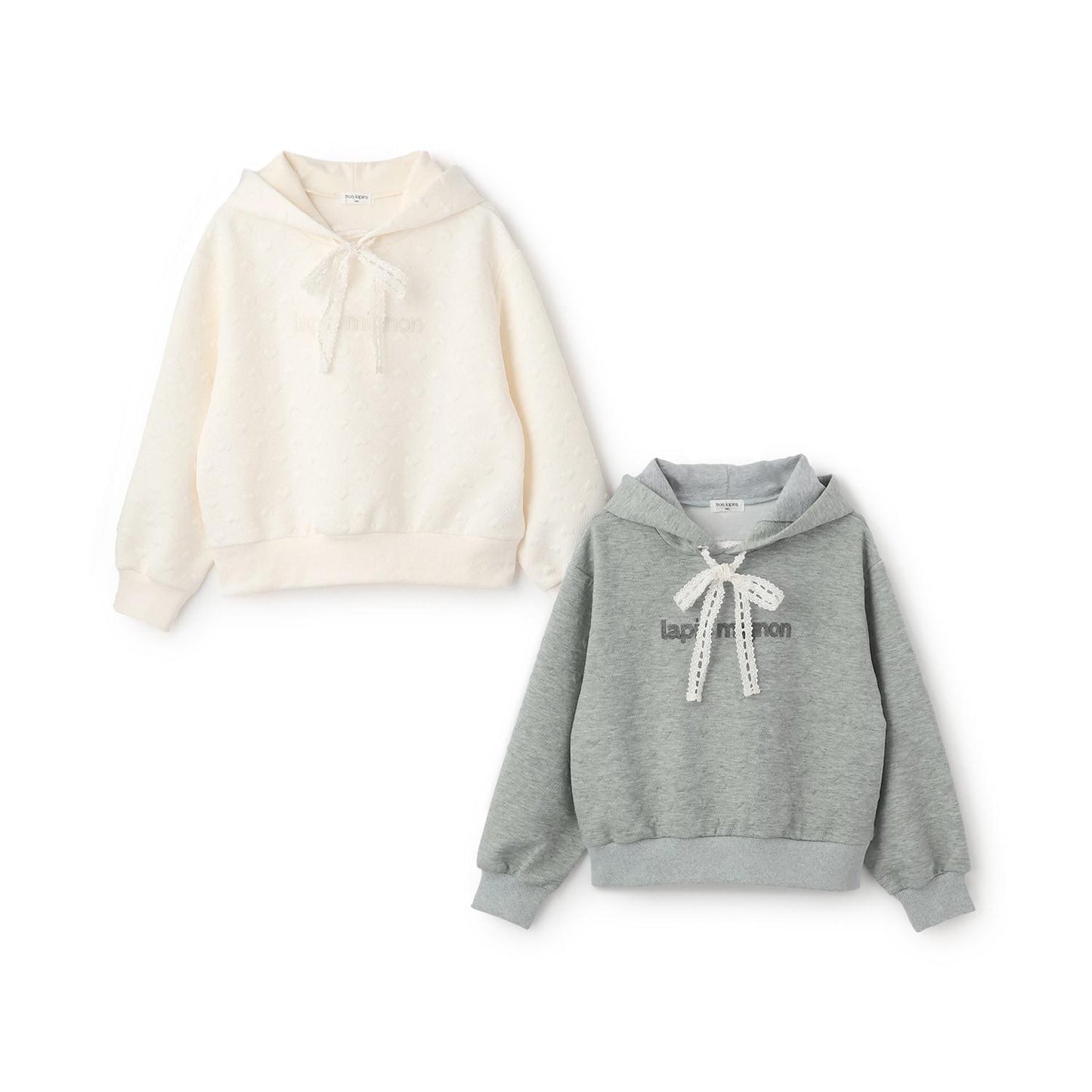 trois lapins 愛心絎縫提花連帽衛衣