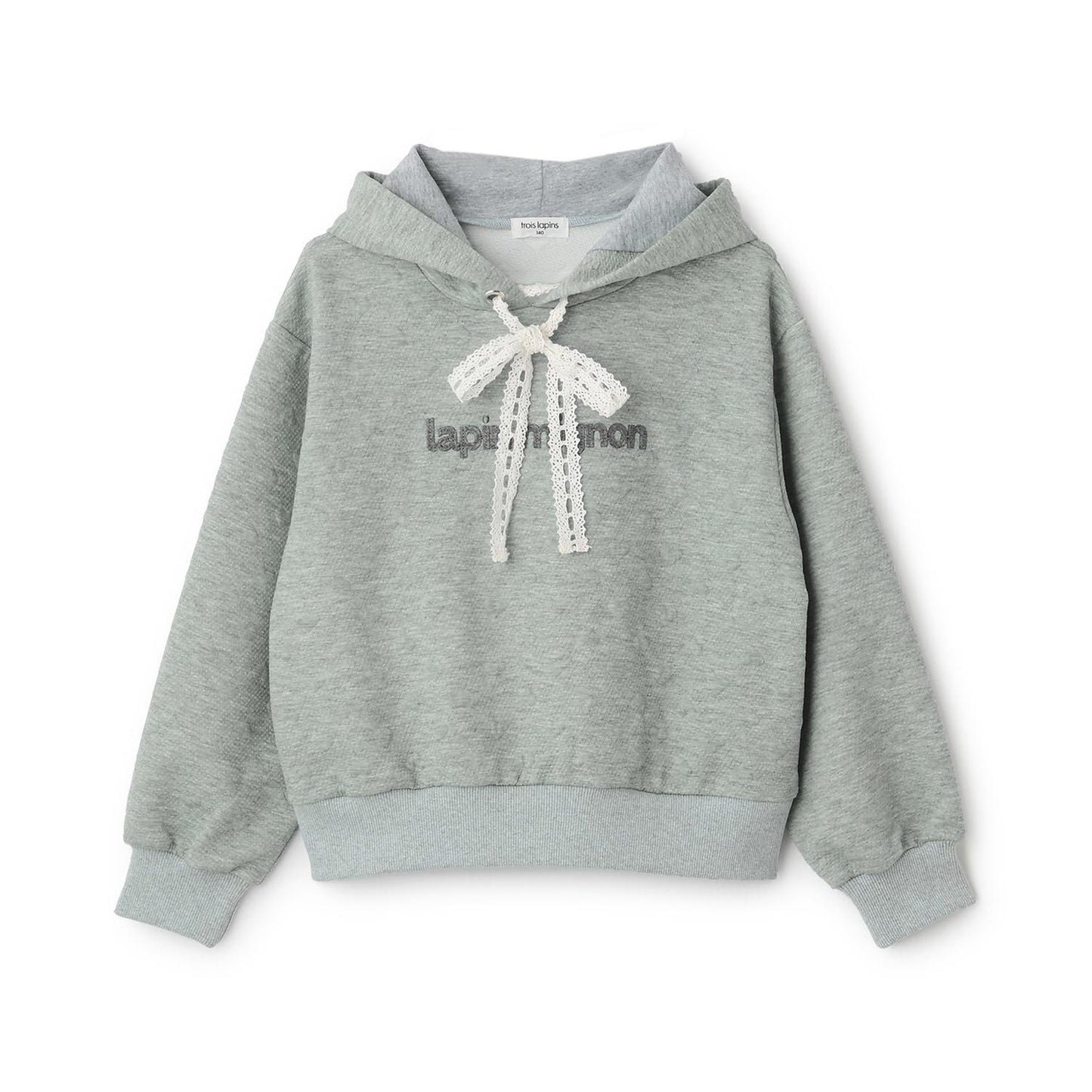 trois lapins 愛心絎縫提花連帽衛衣