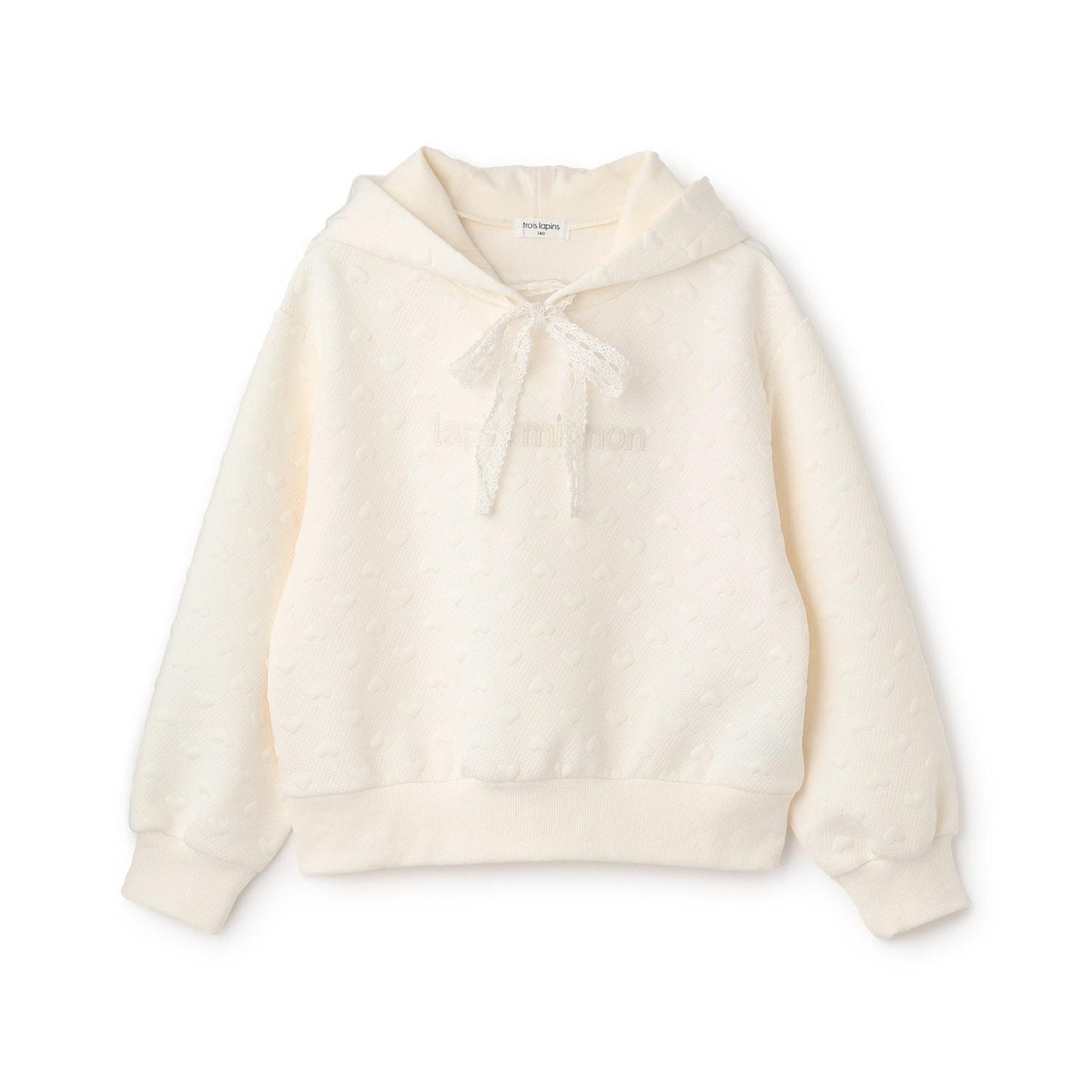 trois lapins 愛心絎縫提花連帽衛衣