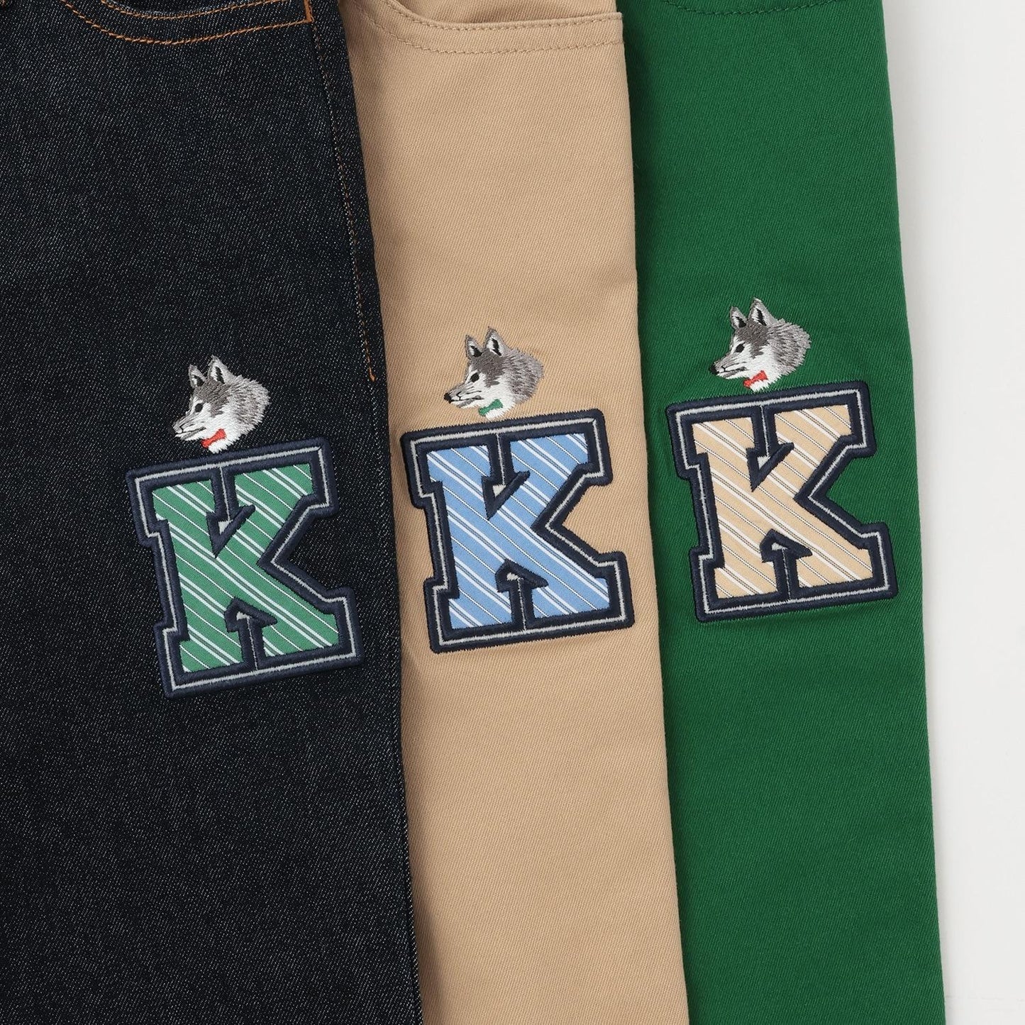 狼刺繡長款直筒褲