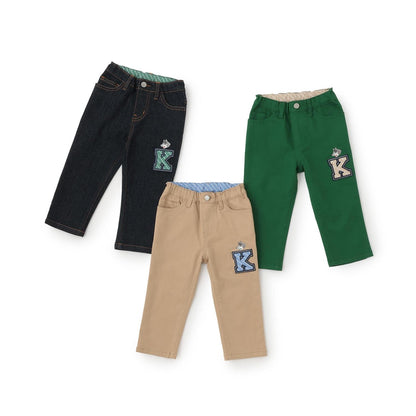 狼刺繡長款直筒褲