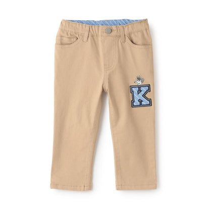 狼刺繡長款直筒褲