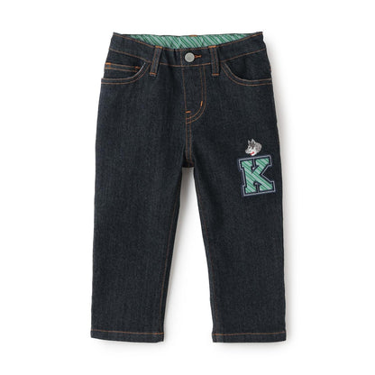 狼刺繡長款直筒褲