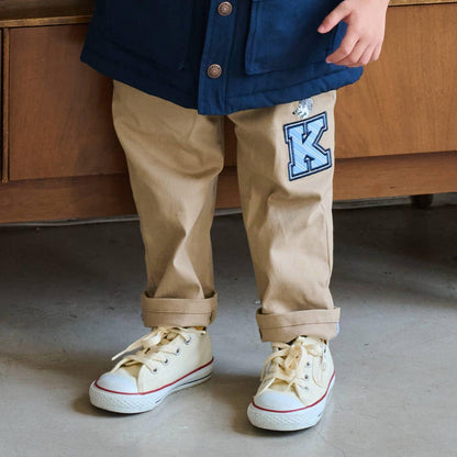 狼刺繡長款直筒褲