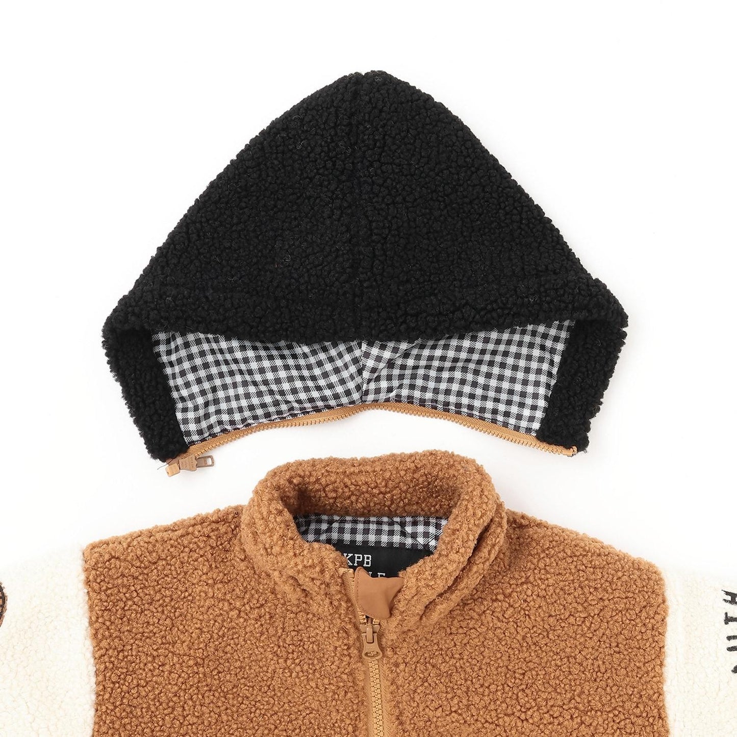 連帽拼色羊羔絨夾克