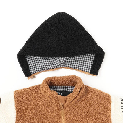 連帽拼色羊羔絨夾克