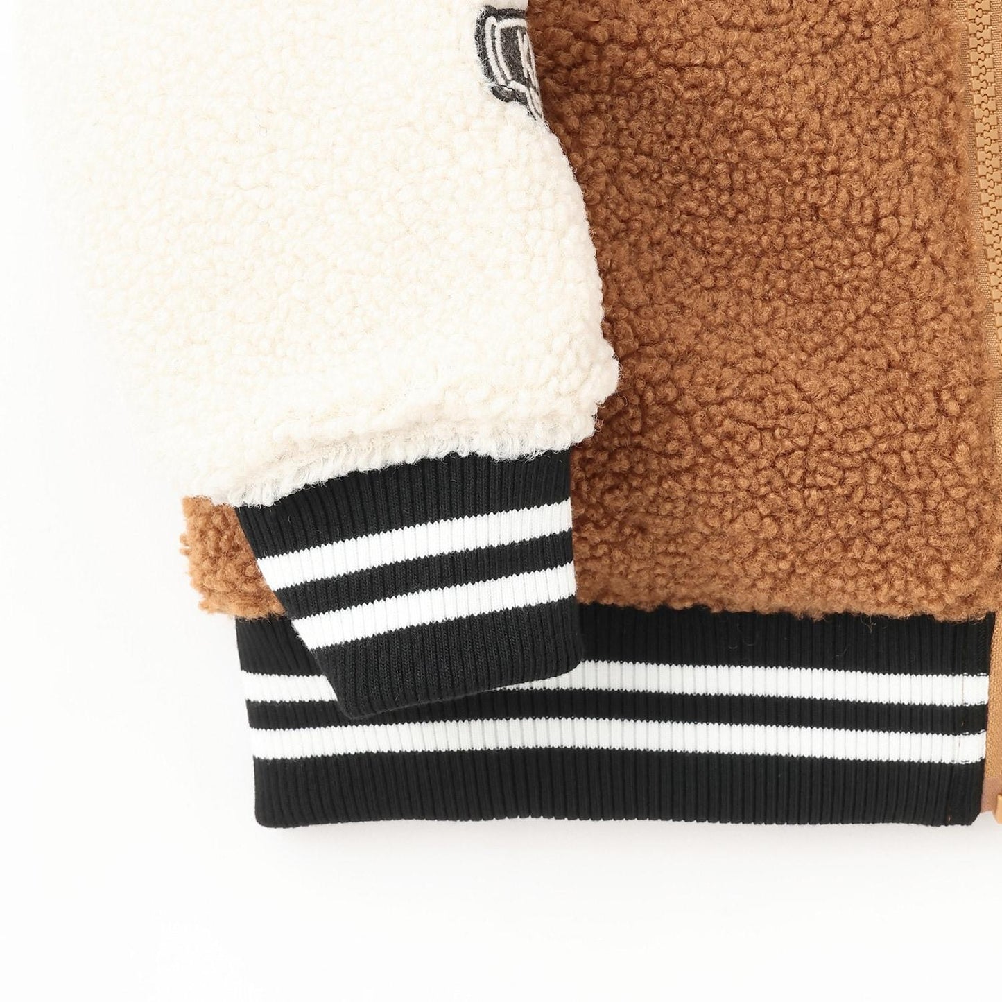 連帽拼色羊羔絨夾克