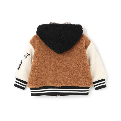 連帽拼色羊羔絨夾克